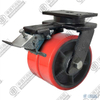 6" swivel with brake (Powder) PU on cast iron core Caster (Red)