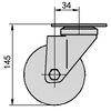 4" swivel onoff with brake PU on cast iron core Caster (Yellow flat)