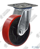 5" Swivel PU on cast iron core Caster (Red)