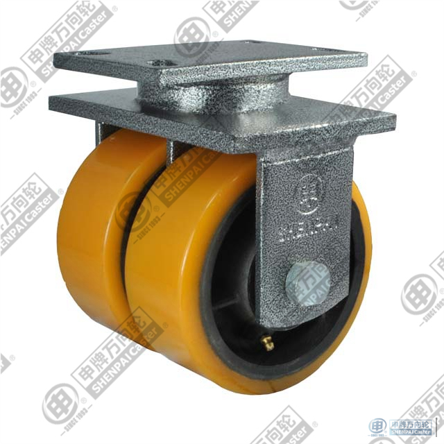 12"Iron Core Yellow PU Rigid Caster Wheel 