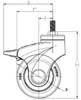 3" Medical Wheel Nylon Body Threaded Stem Swivel Caster Wheel