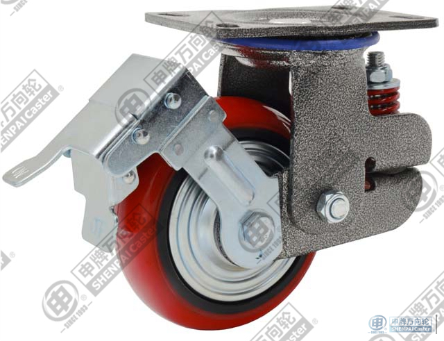 5"Iron Core PU (Arc) Swivel Locking Shockproof Caster Wheel