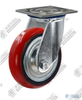 5" Swivel PU on cast iron core Caster (Red arc)