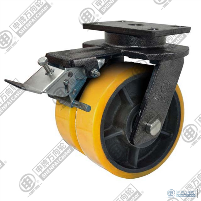 8"Iron Core PU Swivel Locking Double Caster Wheels
