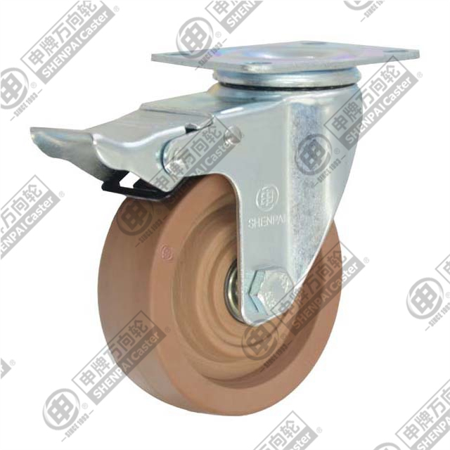 4" swivel conjoined with brake High temperature nylon Caster (280℃ Coffee)