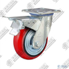 8" swivel onoff with brake PU on cast iron core Caster (Red arc)