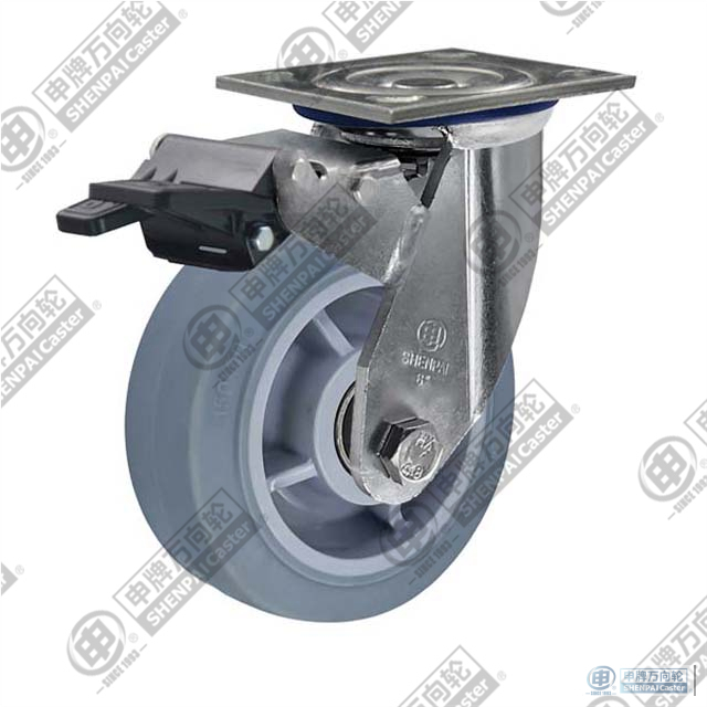 8" swivel onoff with brake (Nylon pedal) TPR Caster (Grey arc)