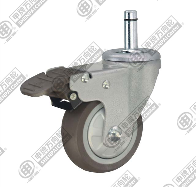 3" Stem with brake (Silver flash powder) TPR Caster φ11*38
