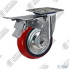 6" swivel onoff with brake PU on cast iron core Caster (Red arc)