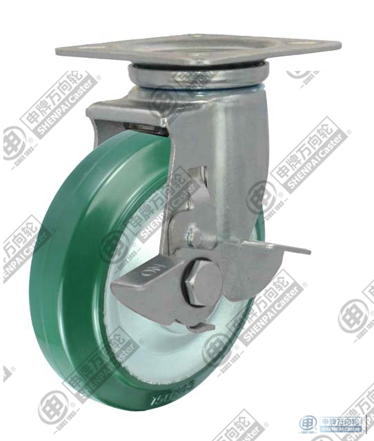 8" Swivel with brake Rubber (Green)