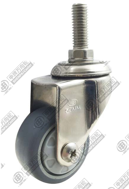 2" Threaded stem Swivel Stainless steel bracket (TPR) Caster (Grey) M10*25