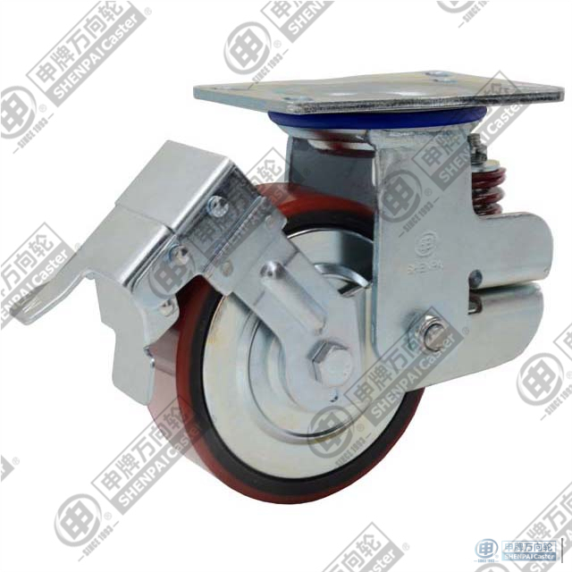 8" swivel with brake typeII [PU on cast iron core] Caster (Red flat)