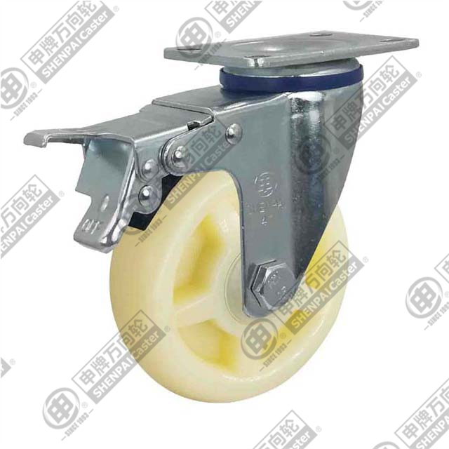 4" swivel onoff with brake Strengthened PP Caster (White)