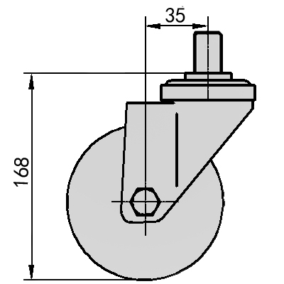 5" Stem Swivel Rubber on plastic core Caster (Black)