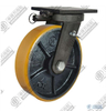 12" swivel with brake (Powder) PU on cast iron core Caster (Yellow flat)
