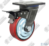 5" Swivel with brake (Powder) PU on cast iron core Caster (Red)