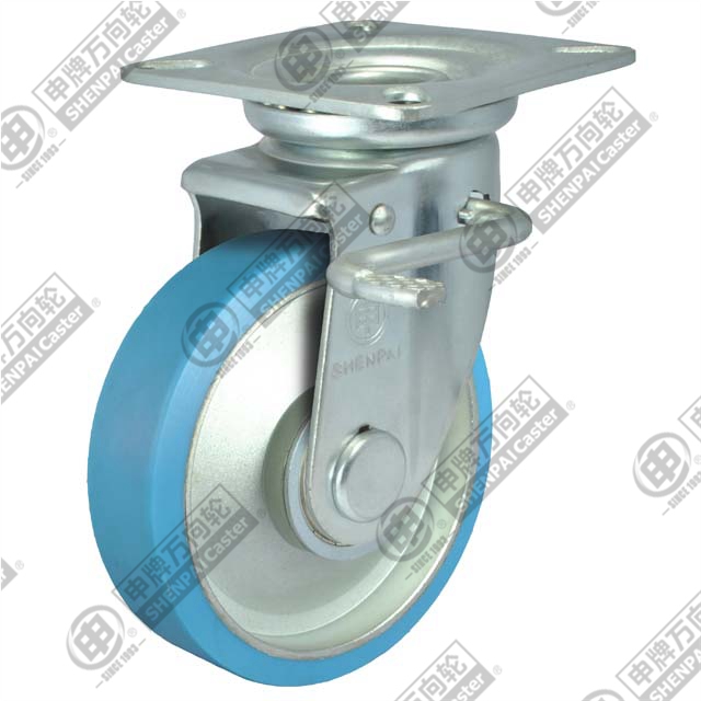 3" swivel with brake nylon on steel core Caster (Blue)