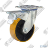 5" swivel onoff with brake PU on cast iron core Caster (Yellow flat)