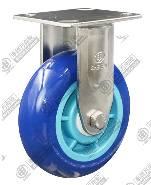5" Rigid Stainless bracket Super PU Caster (Blue arc)