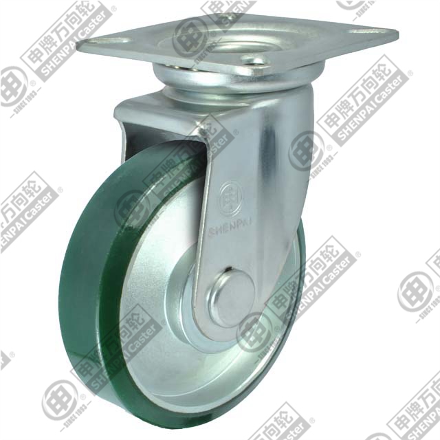 8" Swivel PU on steel core Caster (Green)