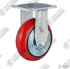 8" Rigid PU on cast iron core Caster (Red arc)