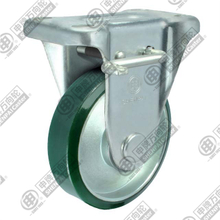 4" Rigid with brake Rubber on steel core Caster (Black)