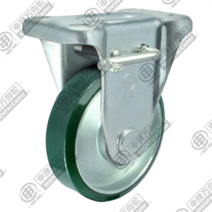 4" Rigid with brake PU on steel core Caster (Green)