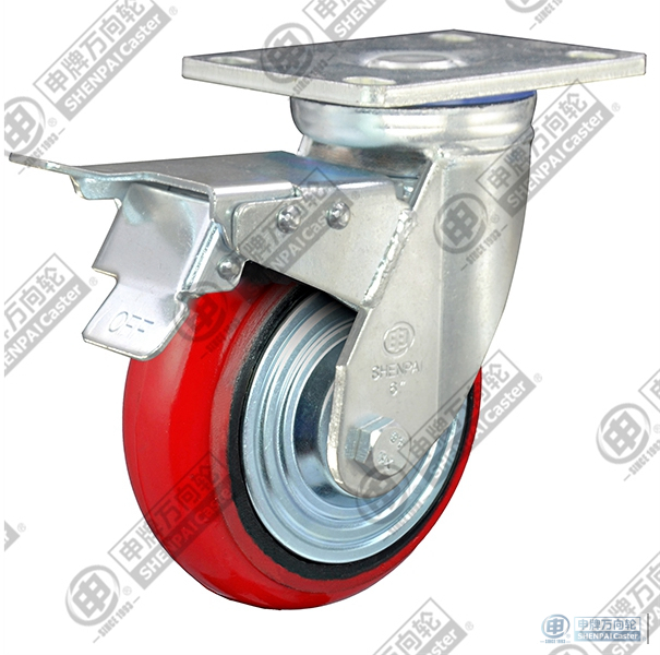 5" Swivel with brake PU (Red)