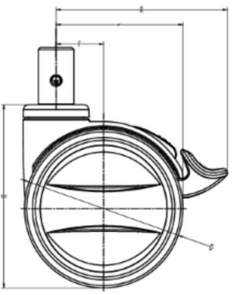 4" Medical caster wheel twin-wheel grip ring stem swivel with brake