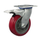 4" Red PU Swivel with brake Caster Wheel 